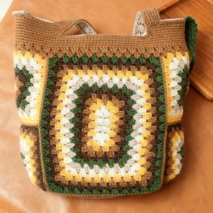 Bolso Tote Cuadrado de Algodón Tejido a Mano, Estilo Bohemio, Personalizado, con Dos Asas, para la Vida Diaria y Viajes - ACki - Product Image 4