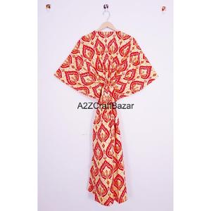 Kaftan long en coton confortable pour femme – Robe de nuit pour l'été, l'automne et le printemps – Idéal pour les soirées et les tenues de villégiature - Product Image 5
