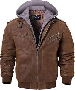 Veste en cuir PU pour hommes, prix de gros, nouveaux styles, veste de moto pour jeunes hommes, veste en cuir élégante - Product Image 1