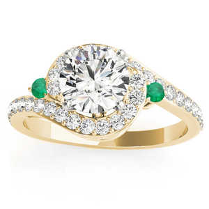 Anillo de Compromiso Halo Swirl con Esmeralda de 0.48ct y Diamantes en Oro Amarillo de 18K - Product Image 1