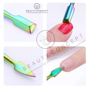 Fait sur mesure multicolore ongles cuticule poussoir durable écologique en acier inoxydable manucure pédicure nettoyant pour Concept de beauté - Product Image 4