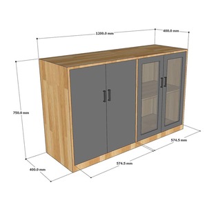 Natural Wood File & <b>Desk</b> <b>Cabinet</b> with Glass Doors for Office Organization THS68063 - Product Image 5