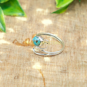 Anillo de Turquesa Azul Cobre, Anillo de Plata de Ley 925, Anillos Hechos a Mano para Mujer, Regalo de Navidad o Cumpleaños para Esposa - Product Image 5