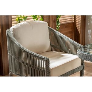 Sanmarin moderno gris exterior marco de aluminio mimbre conjunto de muebles de patio material PE para comedor y sala de estar para hoteles y jardines - Product Image 4