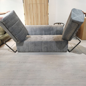 Canapés minimalistes gris en chenille, gain de place, avec structure métallique fixe pour salon - Product Image 4