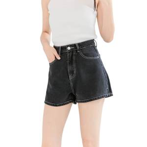 Pantalon court décontracté en jean pour femme, coupe droite et ample, 100% coton lavé, respirant, avec logo gaufré personnalisé, style streetwear d'été, OEM - Product Image 5