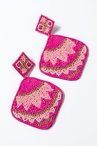 Pendientes colgantes coloridos con bordado de cuentas - Product Image 1