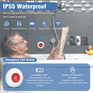 Daytech 500ft Plug-in Receiver máy phát không thấm nước cá nhân báo động nút gọi SOS hoảng loạn chuông bệnh nhân cao tuổi bệnh nhân báo động - Product Image 3