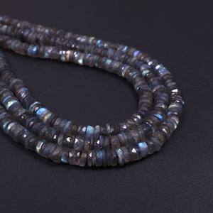 Perles de pneu Heishi à facettes en pierre de labradorite naturelle 6-7mm perles de pierres précieuses en vrac brin perles de labradorite de feu pour la fabrication de bijoux - Product Image 2