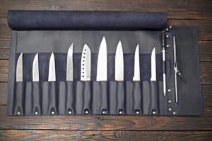 กระเป๋าม้วนมีดหนังแท้สำหรับงานหนักแบบวินเทจ LKR-0237ที่ครอบมีดเชฟมืออาชีพที่เก็บเครื่องมือหลากหลายสำหรับการเดินทางกระเป๋า OEM - Product Image 3