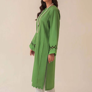 Conjunto de vestido de pantalón de césped de verano para mujer verde y blanco, ropa de fiesta bordada hasta el suelo, servicio OEM personalizado - Product Image 6