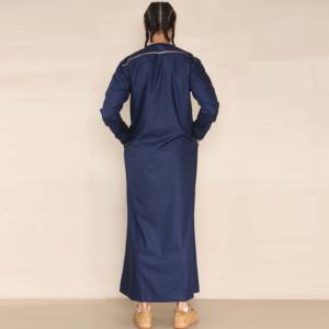 Luxe moderne Koweït Style solide hommes islamique Thobes Jubbah vêtements 2024 haute qualité Daffah Thobe grande taille hiver - Product Image 4