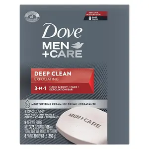 Dov_e Men+Care Herren Seifenstück tief reinigt 8 Stück feuchtigkeitsspendender als Seifenstück effektiv wäscht Bakterien ab