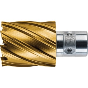 Broca de corona DURA 25 con recubrimiento de TiN, nominal de 18 mm, de inserción rápida FINE para taladros de base magnética - Product Image 1