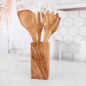 Ensemble d'ustensiles de cuisine en bois d'olivier écologique de qualité supérieure, fait à la main, 5 pièces, fabriqué en Tunisie - Product Image 1