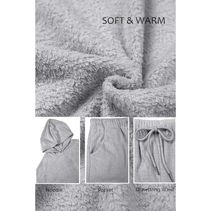 <b>Women's</b> Lightweight Hoodie and Short Set High Quality 100% Cotton Twill <b>Fleece</b> Solid <b>Pattern</b> on Sale Low MOQ - Product Image 4