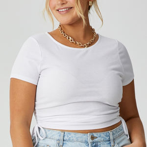 Camisetas Extra Grandes de Algodón Orgánico 100% con Logotipo Personalizado, Hombros Caídos, de Alta Calidad, Transpirables, para Mujer, Verano - Product Image 3