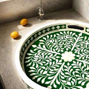 Bandejas con Incrustaciones de Hueso y Resina, Bandejas de Servicio Hechas a Mano con Incrustaciones de Resina, Bandejas Decorativas con Incrustaciones de Hueso y Resina - Product Image 3