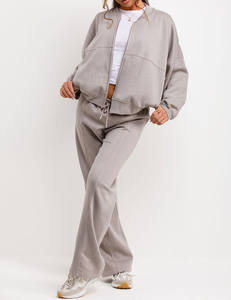 Chándal bomber zip up sudadera joggers y pieza loungewear conjunto Bomber Sudadera Con Bolsillos Algodón Calidad Premium - Product Image 1