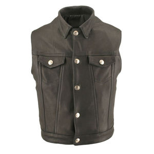 2023 Unique High Quality Men Leather Motorbike <b>Vest</b> Custom Printed Logo Breathable OEM Services Motorbike Leather <b>Vest</b> - Product Image 1