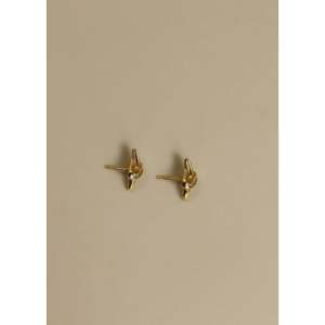 Vintage 18k Croissant Diamond Stud <b>Earrings</b> Trendy Flower Geometric Design White Yellow Rose Gold 14k Gold IGI Certified Pearl - Product Image 3