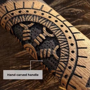 Hacha de doble hoja hecha a mano de alta calidad personalizada al por mayor con funda de acero al carbono equipo de exterior Premium OEM ODM - Product Image 4