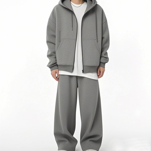 Vintage High Street Double Zip-up <b>Cardigan</b> Hoodies Set - Product Image 3