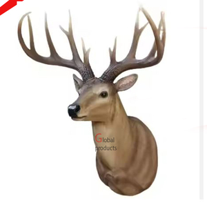 Cabeza de ciervo hecha a mano de metal con acabado plateado de diseño moderno para decoración de paredes - Product Image 2