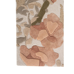 Tapis en laine et viscose tuftés à la main Nebulora Ivory, rectangulaires de 4 m, à rayures florales, pour couloir, salon, 10 mm de hauteur de poils, TOD-45011 - Product Image 4