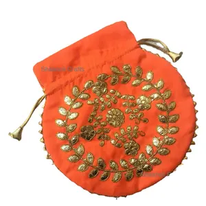 सुंदर भारतीय हस्तनिर्मित सिक्का Gota Patti हाथ-काम कलाई के साथ Potli पाउच बैग के लिए हैंडबैग पर्स महिलाओं के