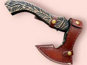 New Hot Sale Viking Style Pizza <b>Cutting</b> <b>Axe</b> Hand Forged Carbon Steel with Long Blade and Stylish Texture <b>Wooden</b> Handle Hatchet - Product Image 3