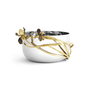 Exclusive Quality Stainless Steel Decorative Bowl With Brass Accents Handcrafted Flower Accent Dinnerware Serving Bowl On-<b>Sale</b> - Product Image 5