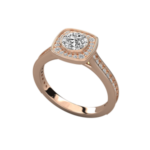 Bague solitaire en or 9 carats pour femme avec diamant rond brillant et sertissage invisible taille Asscher Radiant Emerald pour fiançailles et mariage - Product Image 4