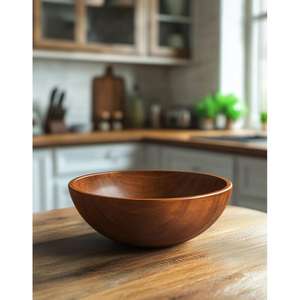 Suministros para Restaurantes, Tazón para Sopa, Plato para Servir Alimentos, Tazones de Madera Pulida, Tazón Grande de Acacia para Frutas y Pasta, Impresión de Logotipo Personalizado - Product Image 5