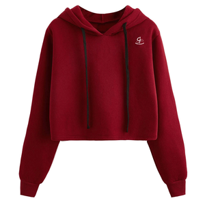 Jersey de algodón rojo 100% con capucha para mujer, estilo de calle con mangas largas y logotipo de invierno con patrón personalizado en la parte delantera - Product Image 1
