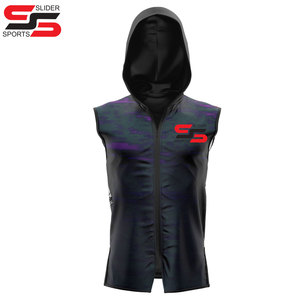 Sublimation de pull personnalisé sans manches chemise à capuche pour hommes - Product Image 6