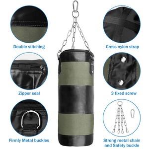 Sac de frappe lourd vintage pour la boxe et le Muay Thai rempli de sable et de Wat Man en cuir personnalisé pour gym - Product Image 4