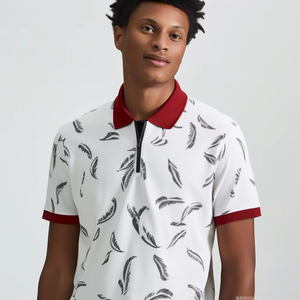 Diseño de impresión personalizable de alta calidad para hombre, manga corta, cremallera, informal, para hombre, patrón de solapa, polos con cremallera - Product Image 4