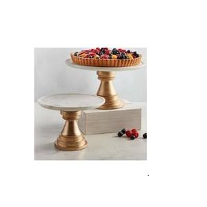 Support à gâteau en marbre avec support à gâteau en métal doré en laiton avec dessus en marbre, support à dessert en marbre de luxe - Product Image 1