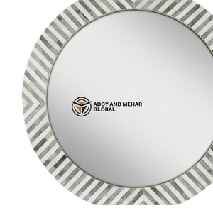 Marco de concha hecho a mano con espejo con incrustaciones de nácar blanco y negro de lujo para interiores modernos - Product Image 4