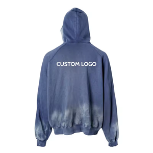 OEM muestra gratis Sudadera con capucha 100% algodón en blanco de gran tamaño Zip Up Vintage Acid Wash Sun Faded Hoodies para hombres - Product Image 3