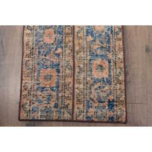 Alfombra Turca Vintage, Alfombra de Pasillo de 1.6x9.7 pies (48x297 cm), Alfombra de Lana con Diseño Floral Azul - Product Image 2