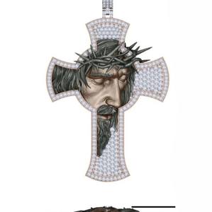 Pendentif personnalisé en or blanc 14 carats pour femme, style classique, diamant Moissanite VVS cultivé en laboratoire, certifié GIA, taille brillant, bijoux RB Gems - Product Image 5