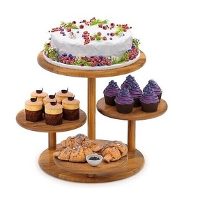 Venta caliente Soporte de pastel de madera Redondo de alta calidad Pedestal de postre rústico Bandeja de servicio Bandeja de pastelería de exhibición de pastel de cumpleaños. - Product Image 5