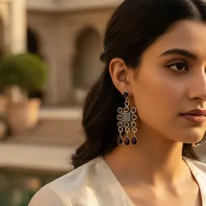 Pendientes de Plata 925 con Granate y Iolita para Mujer, Regalo - Product Image 2