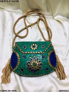 Pochette de soirée en mosaïque en métal de créateur fait à la main sac à main élégant pour fêtes sacs à main pour dames - Product Image 6