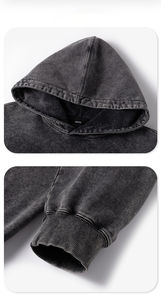 Sweats à capuche personnalisés 420 Gsm 100% coton uni teint en molleton coupe ample coupe ample automne hiver bas de survêtement - Product Image 5