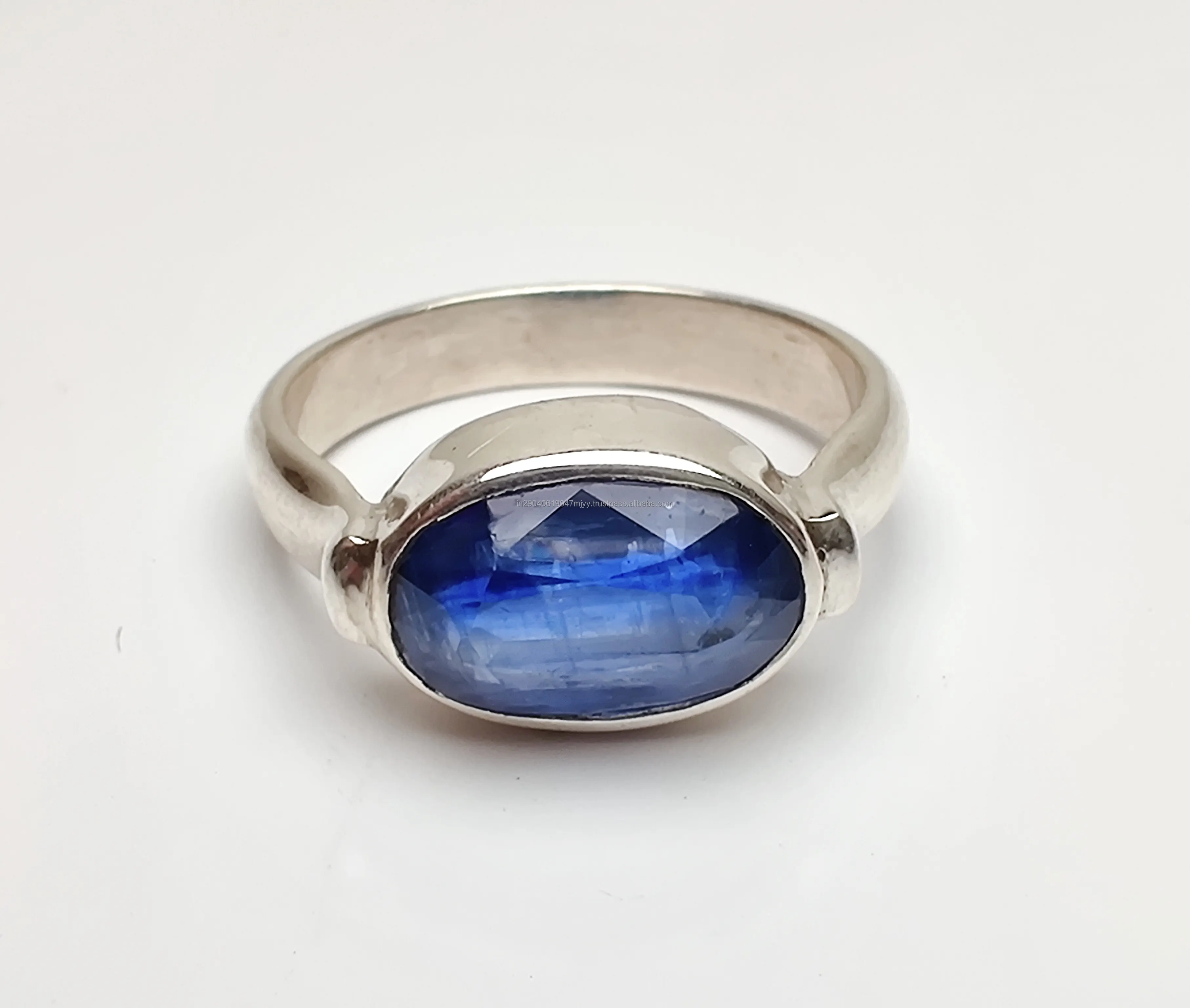 Natürlicher blauer Kyanit-Silber ring Hochwertige ovale Form Sterling Silber Ring Erstaunlicher hand gefertigter Schmuck