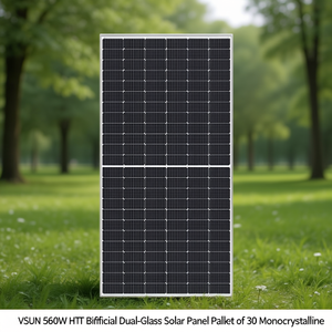 Panneau solaire bifacial à double vitrage VSUN 560W HJT, palette de 30 monocristallins - Product Image 3