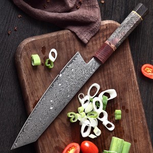 Cuchillo de chef hecho a mano personalizado con mango de madera de acero de Damasco, cuchillos rebanadores de cocina, el mejor regalo para él y ella. - Product Image 6